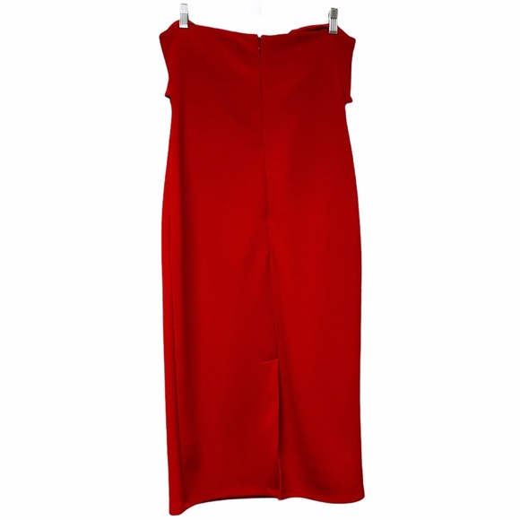 Topshop Bow Twist Strapless Red Dress Sz 10 - Picture 3 of 8